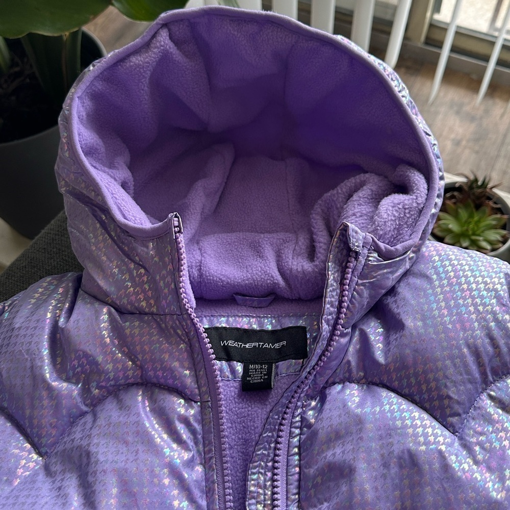 Weather Tamer Big Girls Iridescent Foil Puffer Jacket - Picture 4 of 11